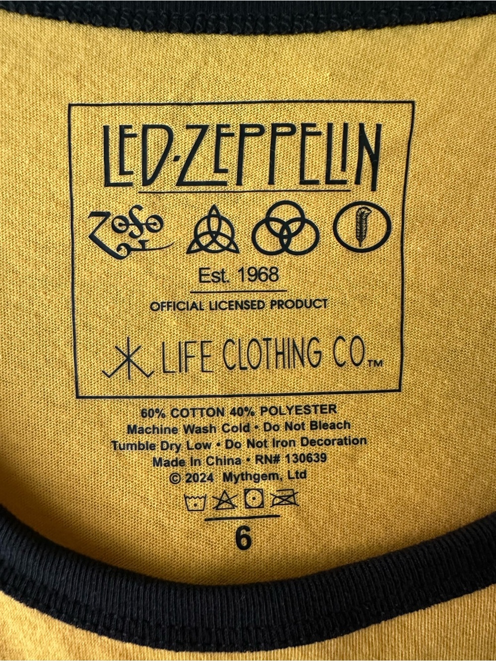 Yellow Led Zeppelin Ringer T-Shirt - Picture 5 of 6